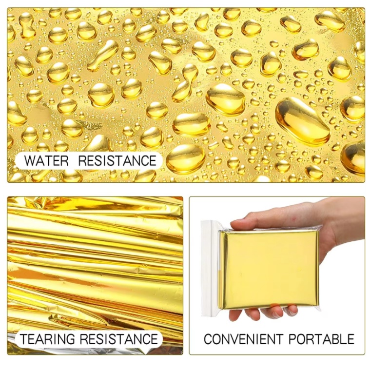 Survival Blanket Reflective - 130×210cm Gouden Mylar Overlevingsdekens 4-pack, Thermisch
